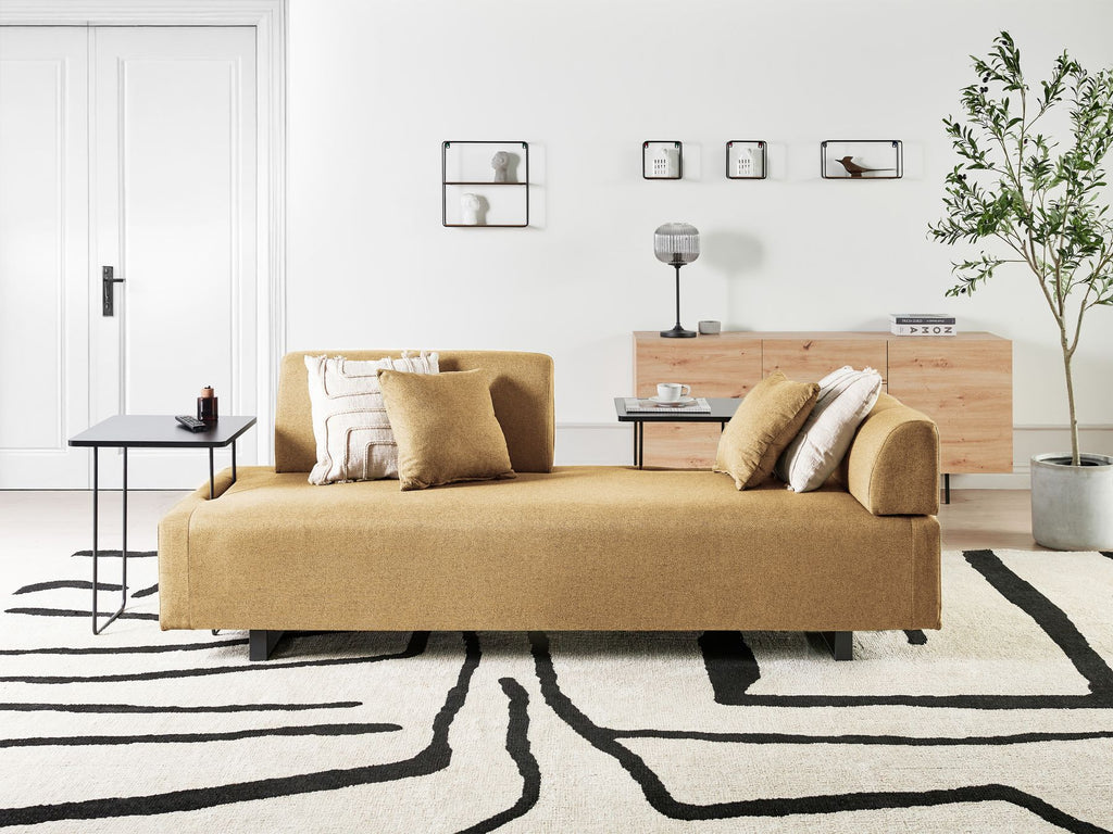 Sofa with Side Tables Yellow SOKNA
