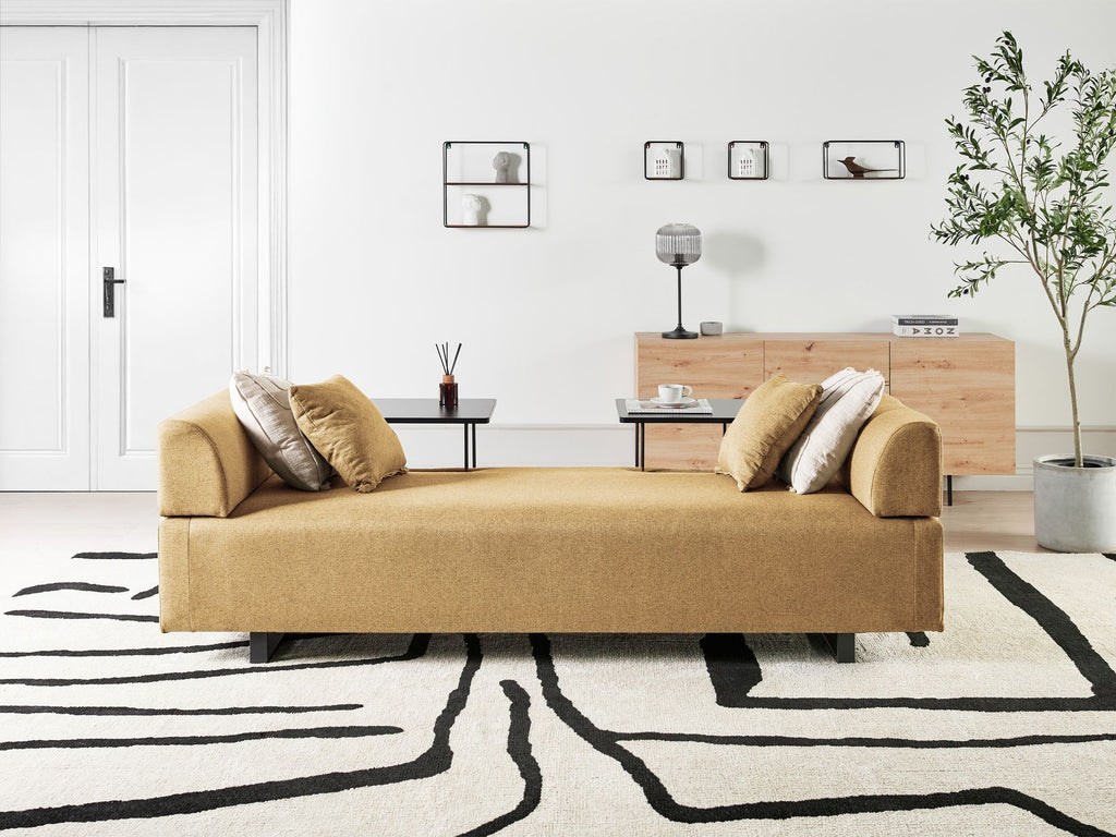 Sofa with Side Tables Yellow SOKNA