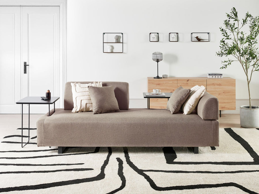 Sofa with Side Tables Brown SOKNA