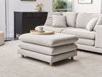 2 Seater Fabric Sofa with Ottoman Beige HEDEN
