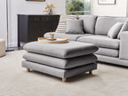 2 Seater Fabric Sofa with Ottoman Grey HEDEN