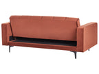 Sofa Bed ALNES Velvet Light Red 3 Seater