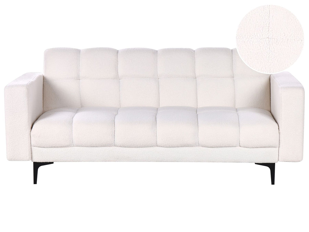 Sofa Bed ALNES Boucle White 3 Seater