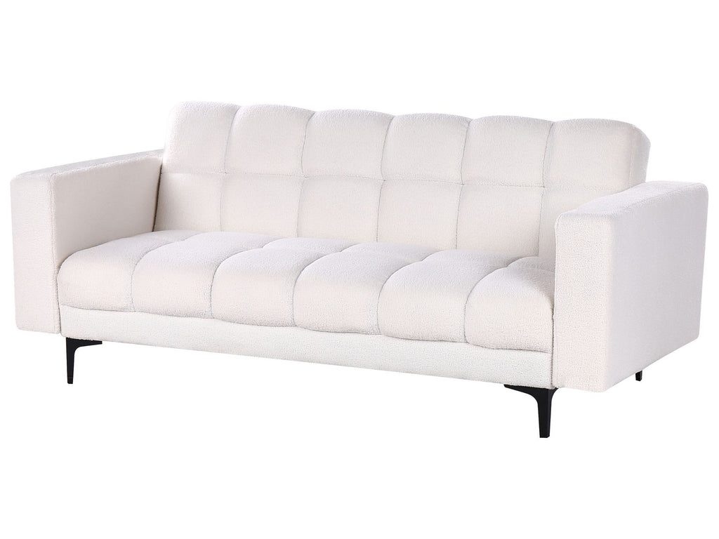 Sofa Bed ALNES Boucle White 3 Seater