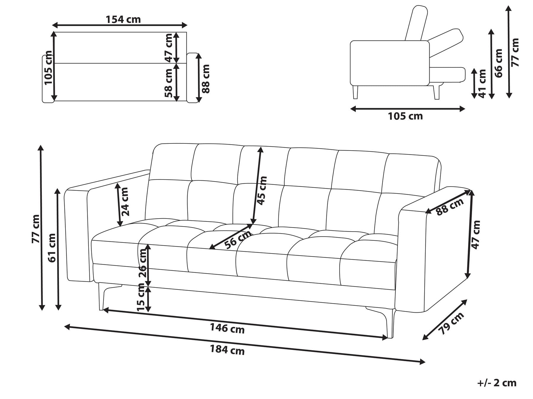 Sofa Bed ALNES Boucle White 3 Seater