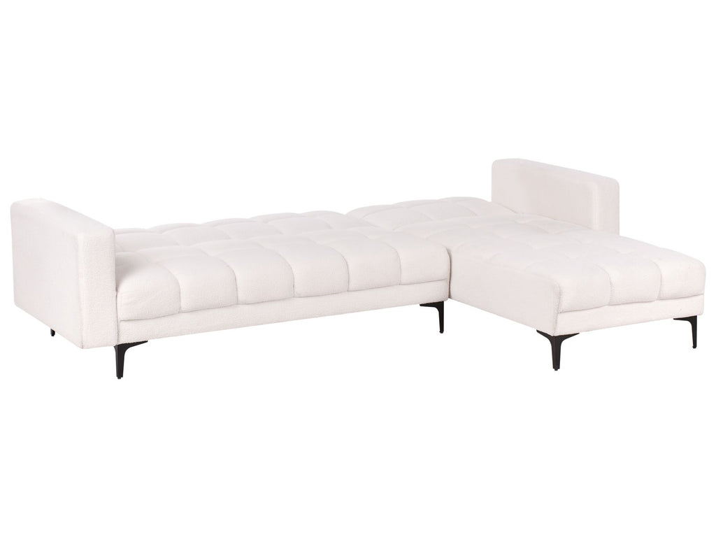 Modular Corner Sofa Bed ALNES Boucle White 4 Seater
