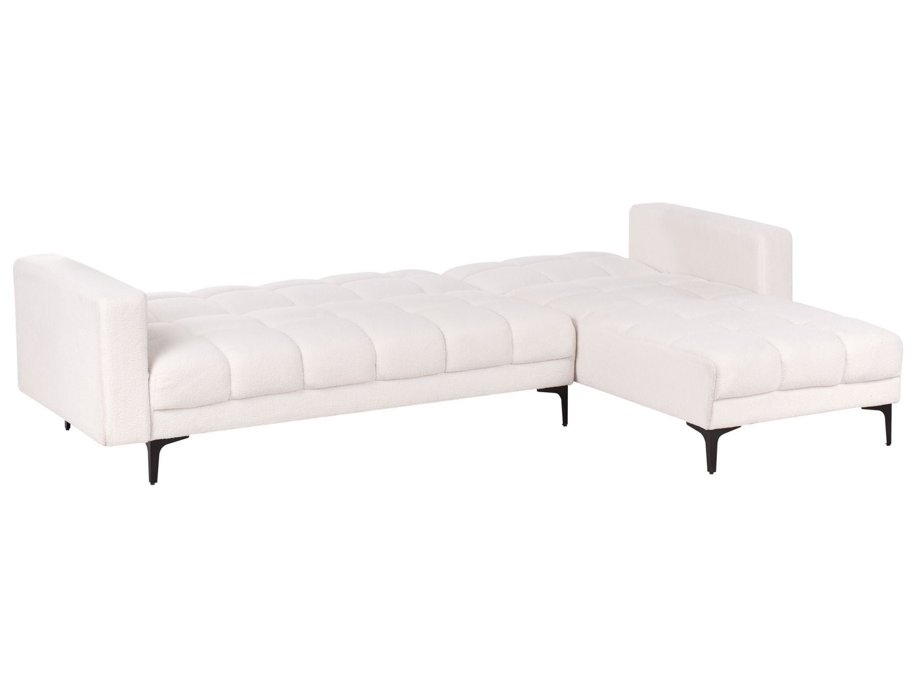Modular Corner Sofa Bed ALNES Boucle White 4 Seater