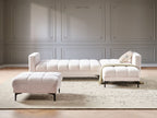 Modular Corner Sofa Bed ALNES Boucle White 4 Seater Left Hand