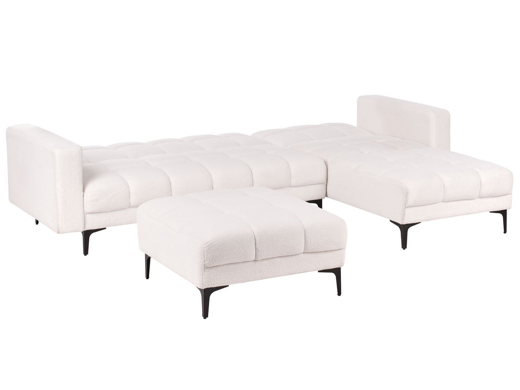 Modular Corner Sofa Bed ALNES Boucle White 4 Seater Left Hand