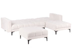 Modular Corner Sofa Bed ALNES Boucle White 4 Seater Left Hand