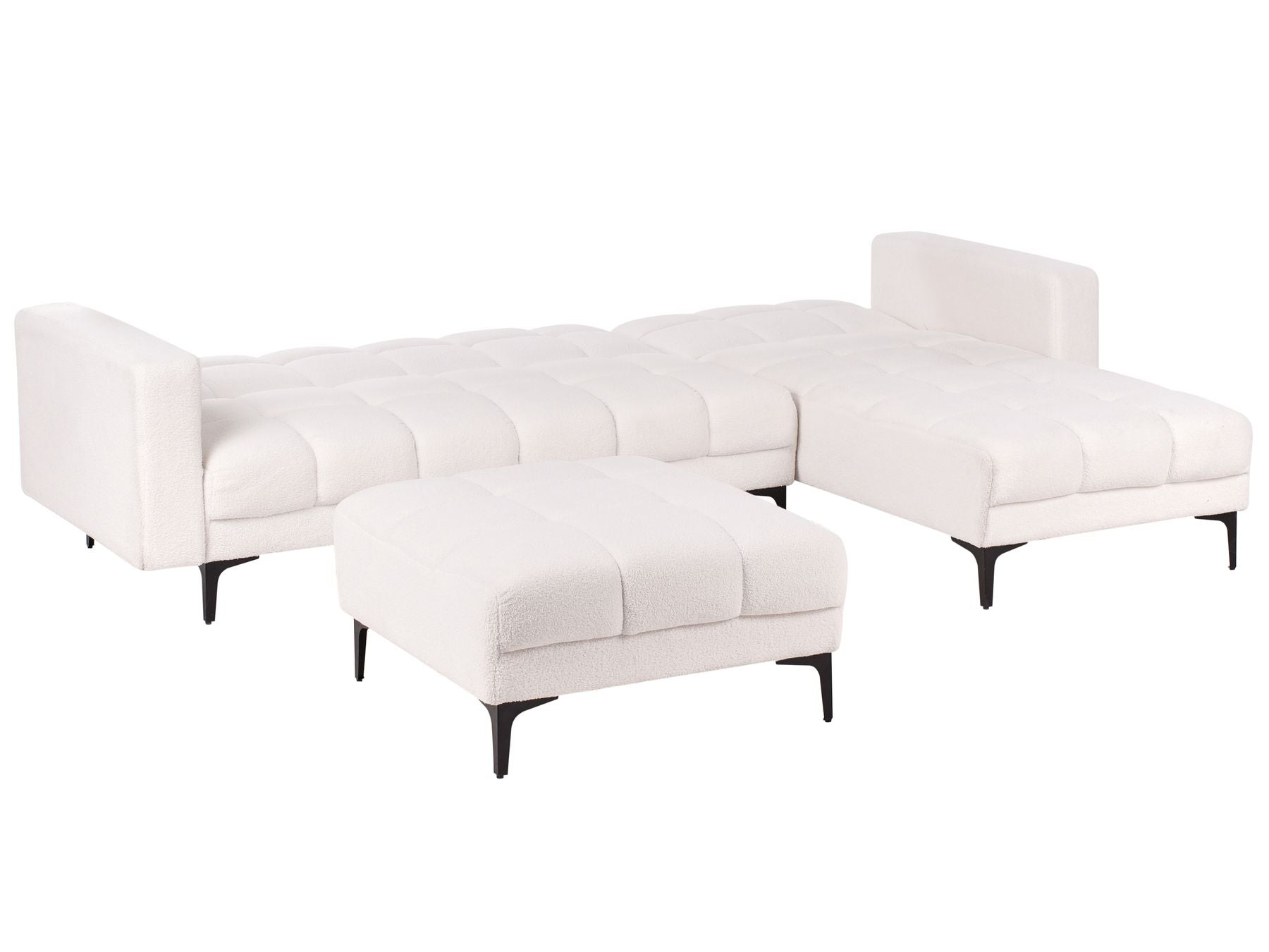 Modular Corner Sofa Bed ALNES Boucle White 4 Seater Left Hand