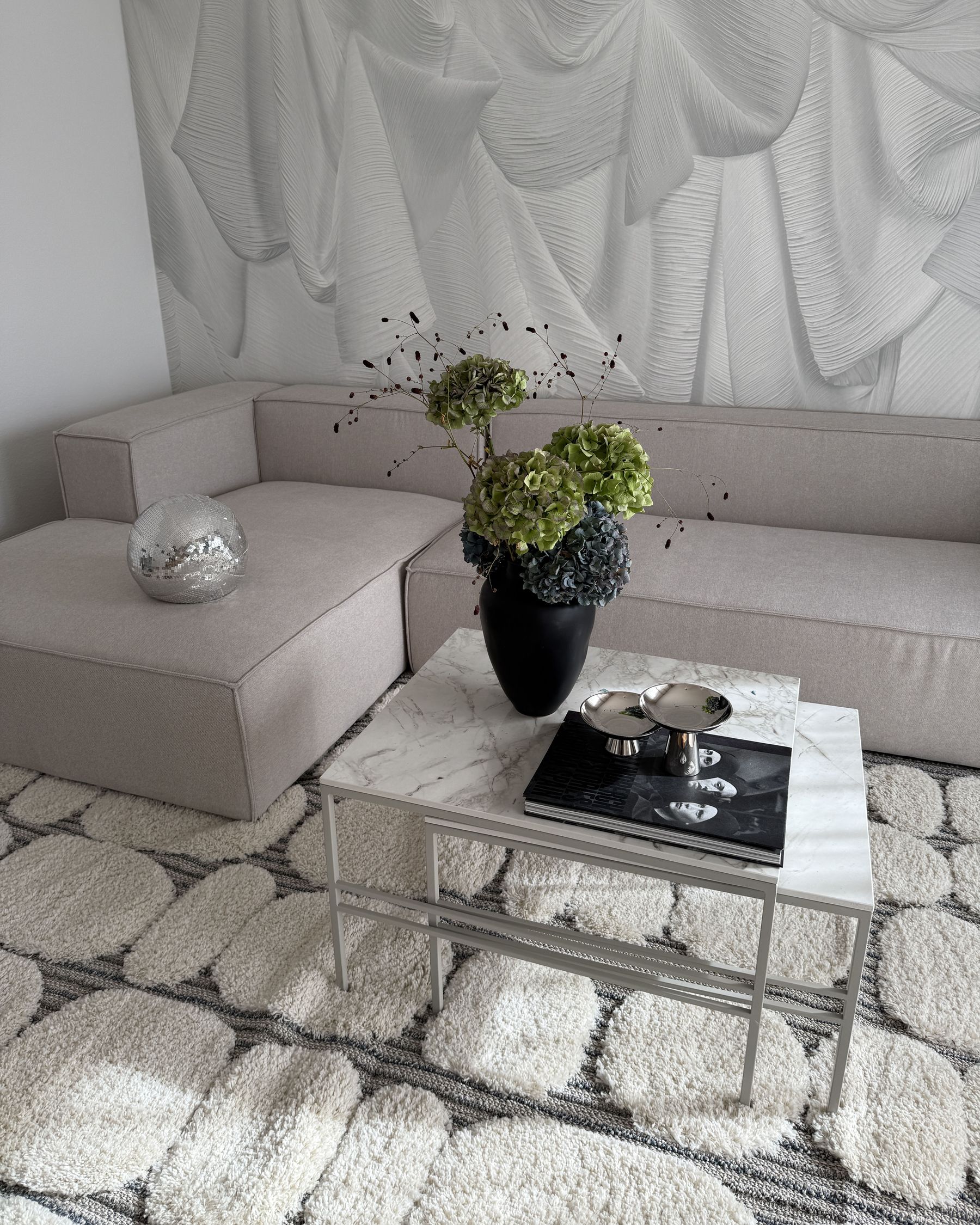 Right Hand 3 Seater Corner Sofa Beige VERNON