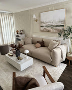 3 Seater Fabric Sofa Light Beige LUVOS