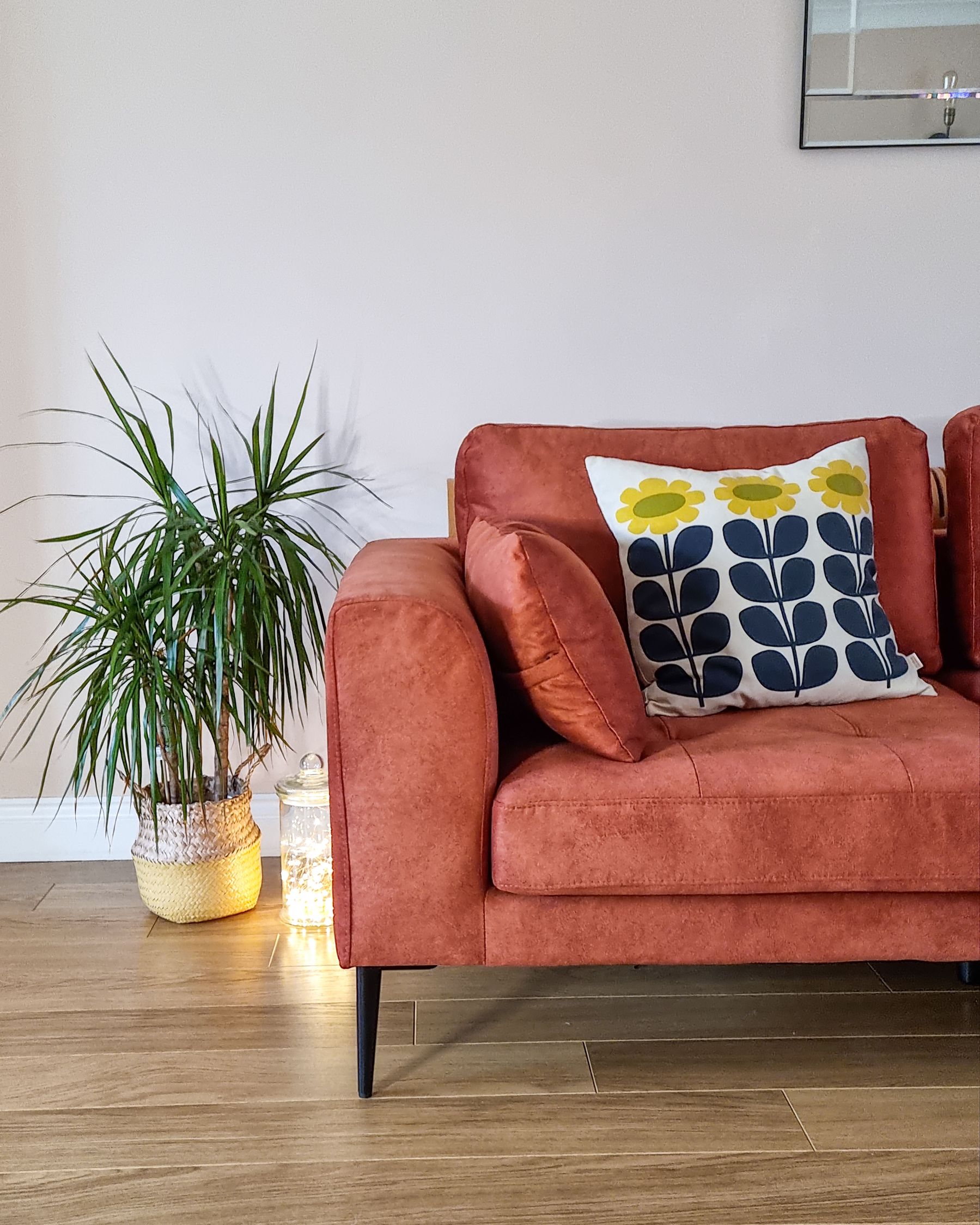 Corner Sofa FLAM Velvet Orange 3 Seater Left Hand