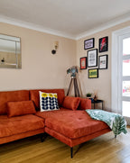 Corner Sofa FLAM Velvet Orange 3 Seater Left Hand