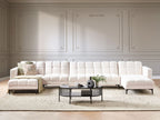 Modular U-Shape Sofa Bed ALNES Boucle White 6 Seater