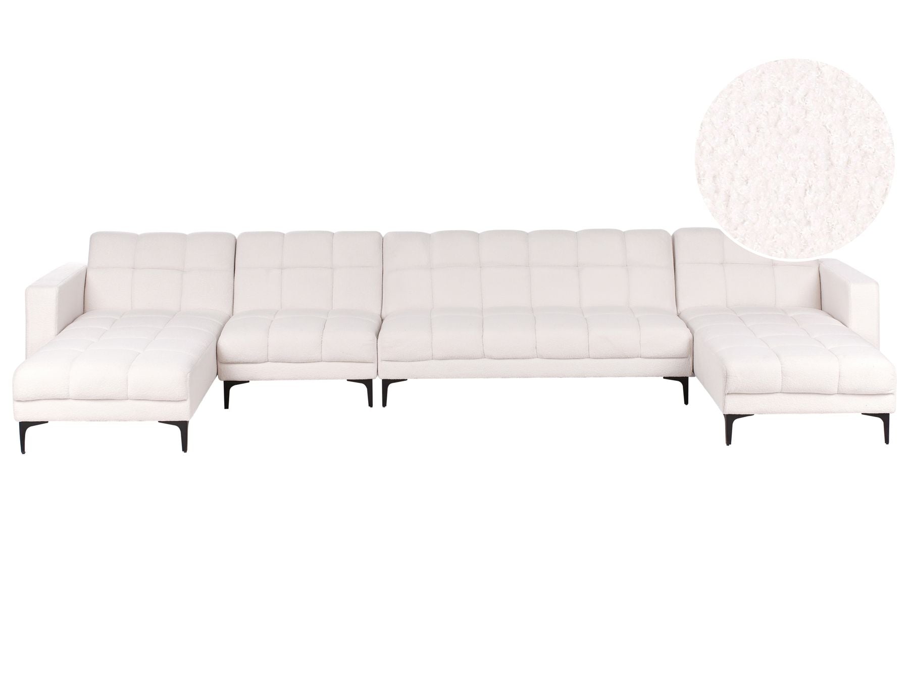Modular U-Shape Sofa Bed ALNES Boucle White 6 Seater