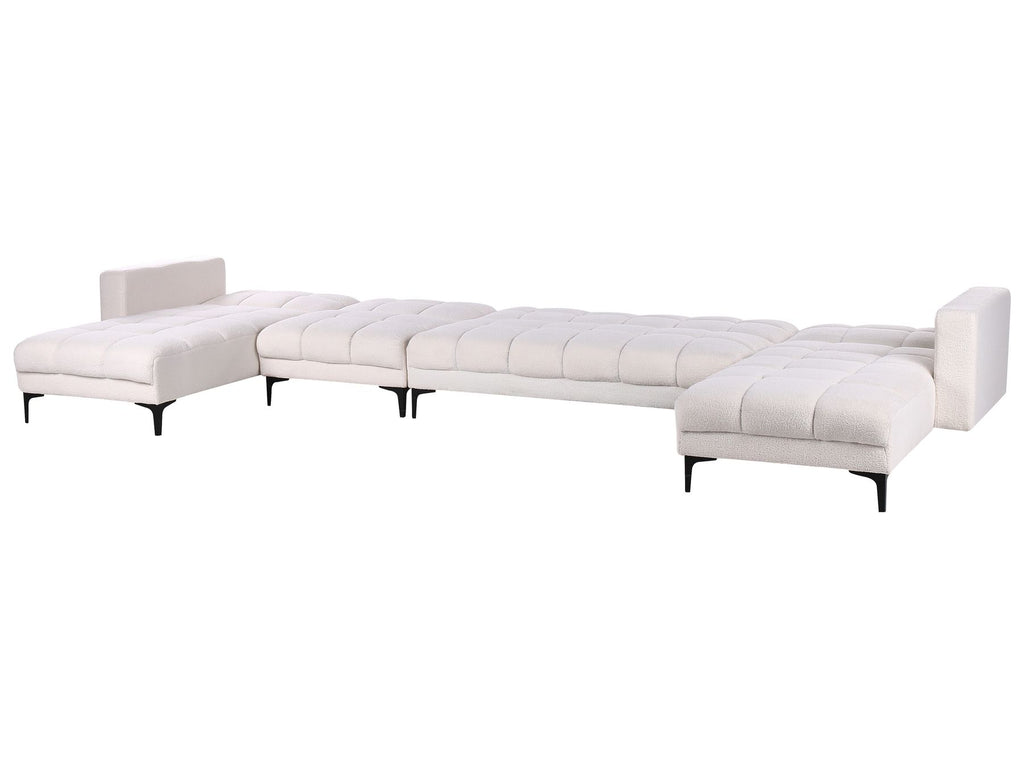 Modular U-Shape Sofa Bed ALNES Boucle White 6 Seater