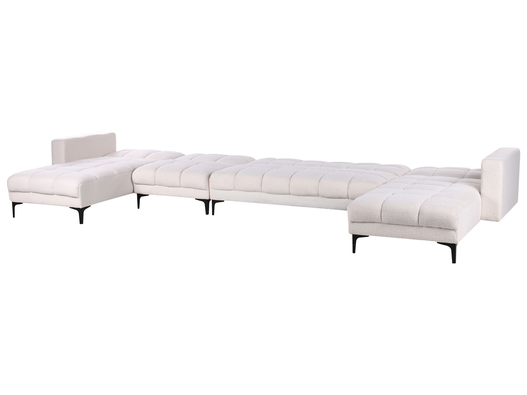 Modular U-Shape Sofa Bed ALNES Boucle White 6 Seater