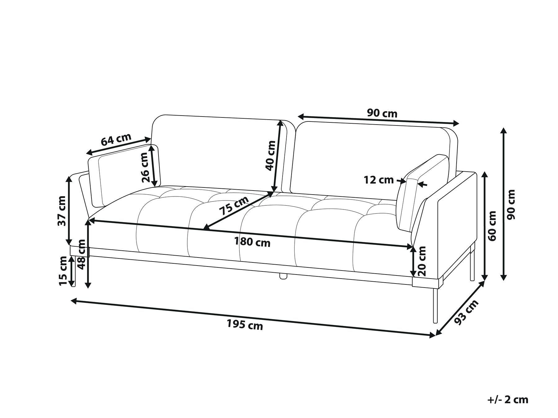 3 Seater Fabric Sofa Taupe SKAVEN