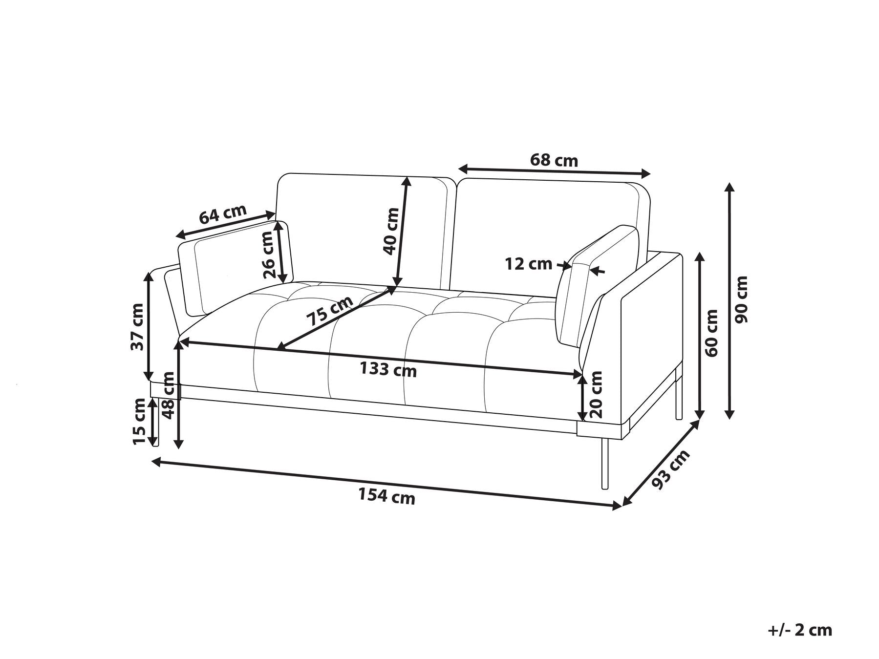 Sofa SKAVEN Fabric Taupe 2 Seater