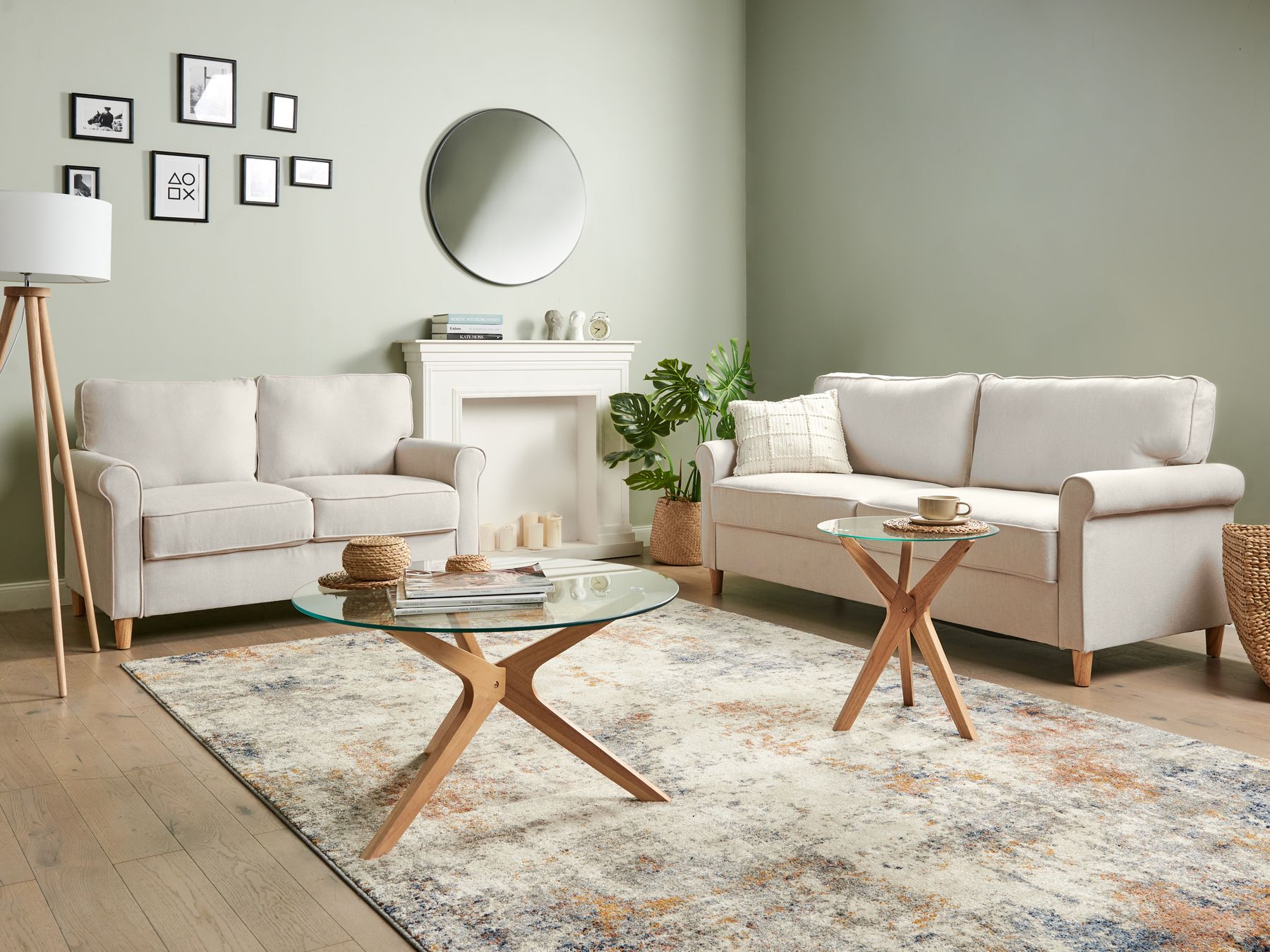 3 Seater Fabric Sofa Light Beige RONNEBY