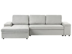Corner Sofa Bed HRISEY Faux Linen Light Grey with Storage 3 Seater Right Hand