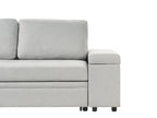 Corner Sofa Bed HRISEY Faux Linen Light Grey with Storage 3 Seater Right Hand