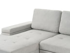 Corner Sofa Bed HRISEY Faux Linen Light Grey with Storage 3 Seater Right Hand