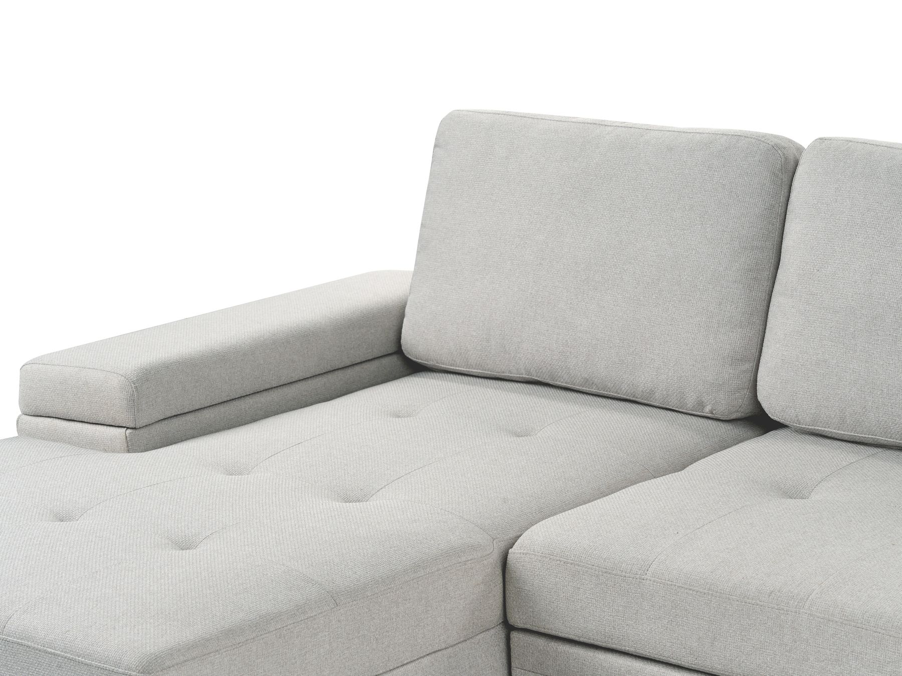 Corner Sofa Bed HRISEY Faux Linen Light Grey with Storage 3 Seater Right Hand