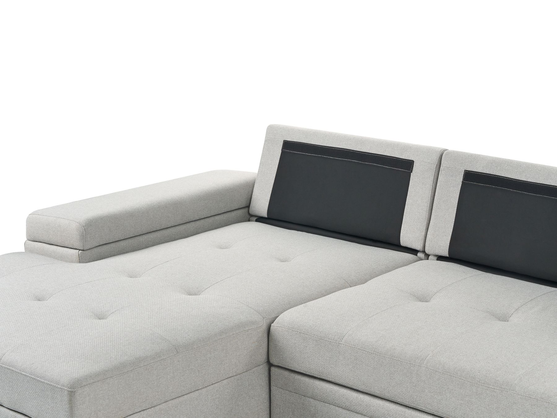 Corner Sofa Bed HRISEY Faux Linen Light Grey with Storage 3 Seater Right Hand