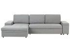 Corner Sofa Bed HRISEY Faux Linen Grey with Storage 3 Seater Right Hand