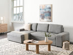 Corner Sofa Bed HRISEY Faux Linen Grey with Storage 3 Seater Right Hand