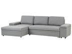 Corner Sofa Bed HRISEY Faux Linen Grey with Storage 3 Seater Right Hand