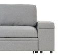 Corner Sofa Bed HRISEY Faux Linen Grey with Storage 3 Seater Right Hand