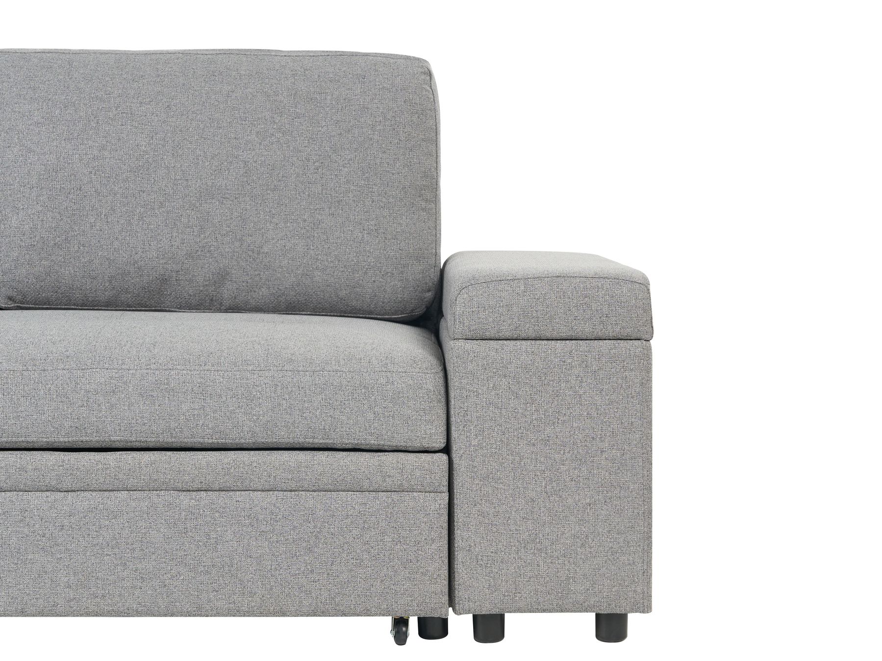 Corner Sofa Bed HRISEY Faux Linen Grey with Storage 3 Seater Right Hand