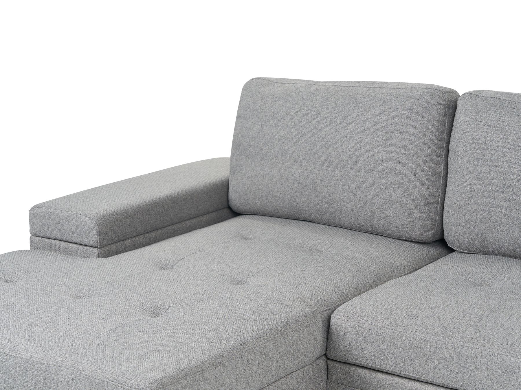 Corner Sofa Bed HRISEY Faux Linen Grey with Storage 3 Seater Right Hand