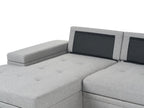Corner Sofa Bed HRISEY Faux Linen Grey with Storage 3 Seater Right Hand