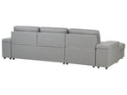 Corner Sofa Bed HRISEY Faux Linen Grey with Storage 3 Seater Right Hand