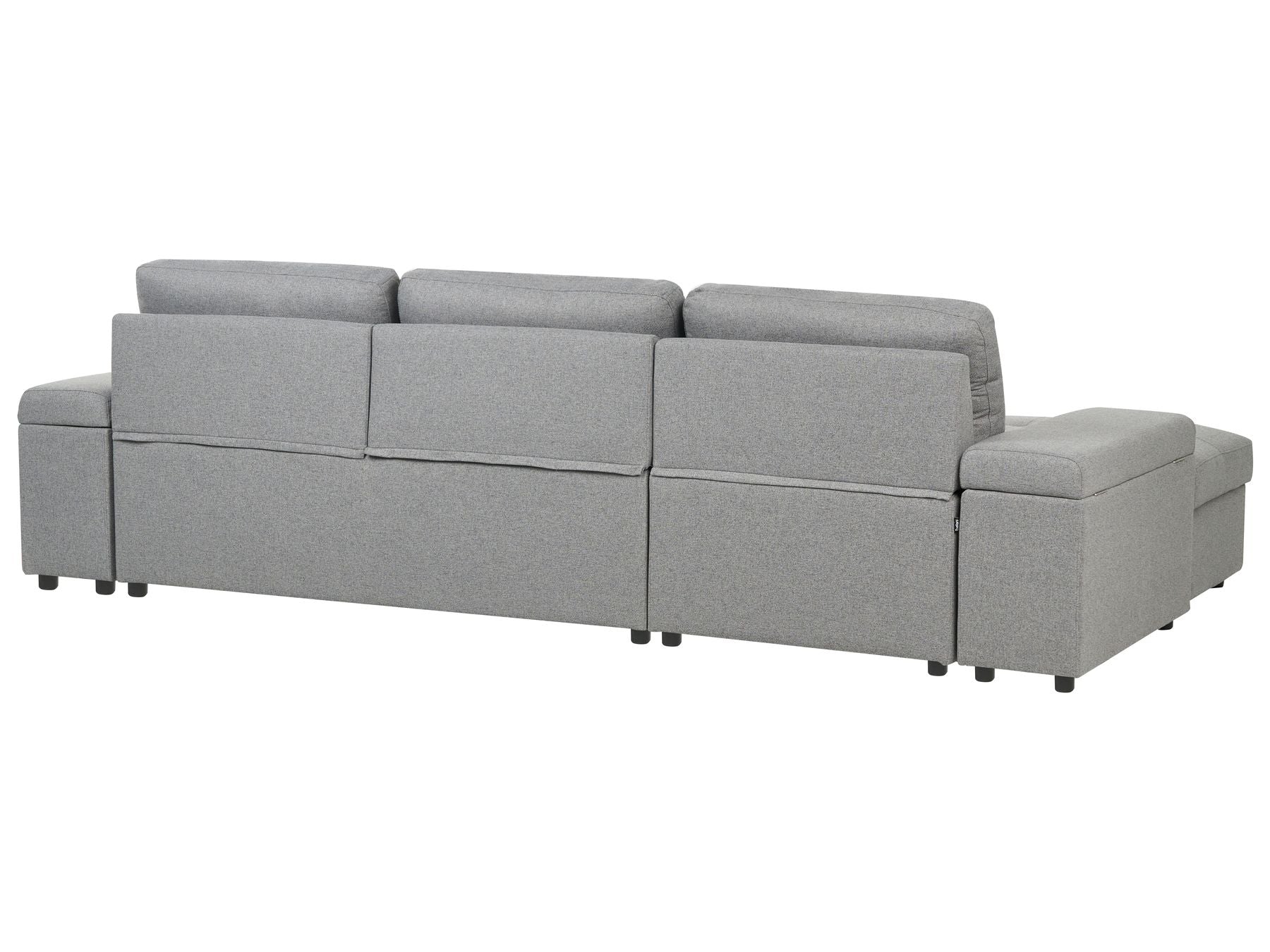 Corner Sofa Bed HRISEY Faux Linen Grey with Storage 3 Seater Right Hand