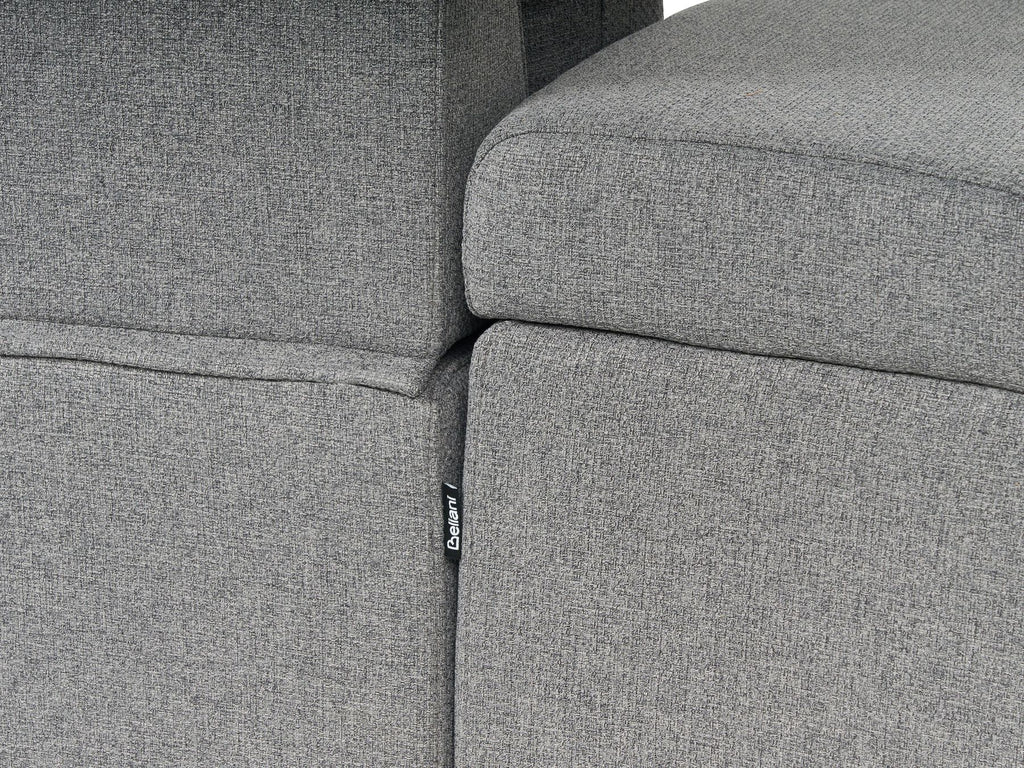 Corner Sofa Bed HRISEY Faux Linen Grey with Storage 3 Seater Right Hand
