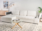 Corner Sofa Bed HRISEY Boucle White with Storage 3 Seater Right Hand