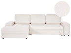 Corner Sofa Bed HRISEY Boucle White with Storage 3 Seater Right Hand