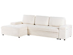 Corner Sofa Bed HRISEY Boucle White with Storage 3 Seater Right Hand