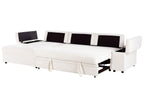 Corner Sofa Bed HRISEY Boucle White with Storage 3 Seater Right Hand
