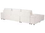 Corner Sofa Bed HRISEY Boucle White with Storage 3 Seater Right Hand