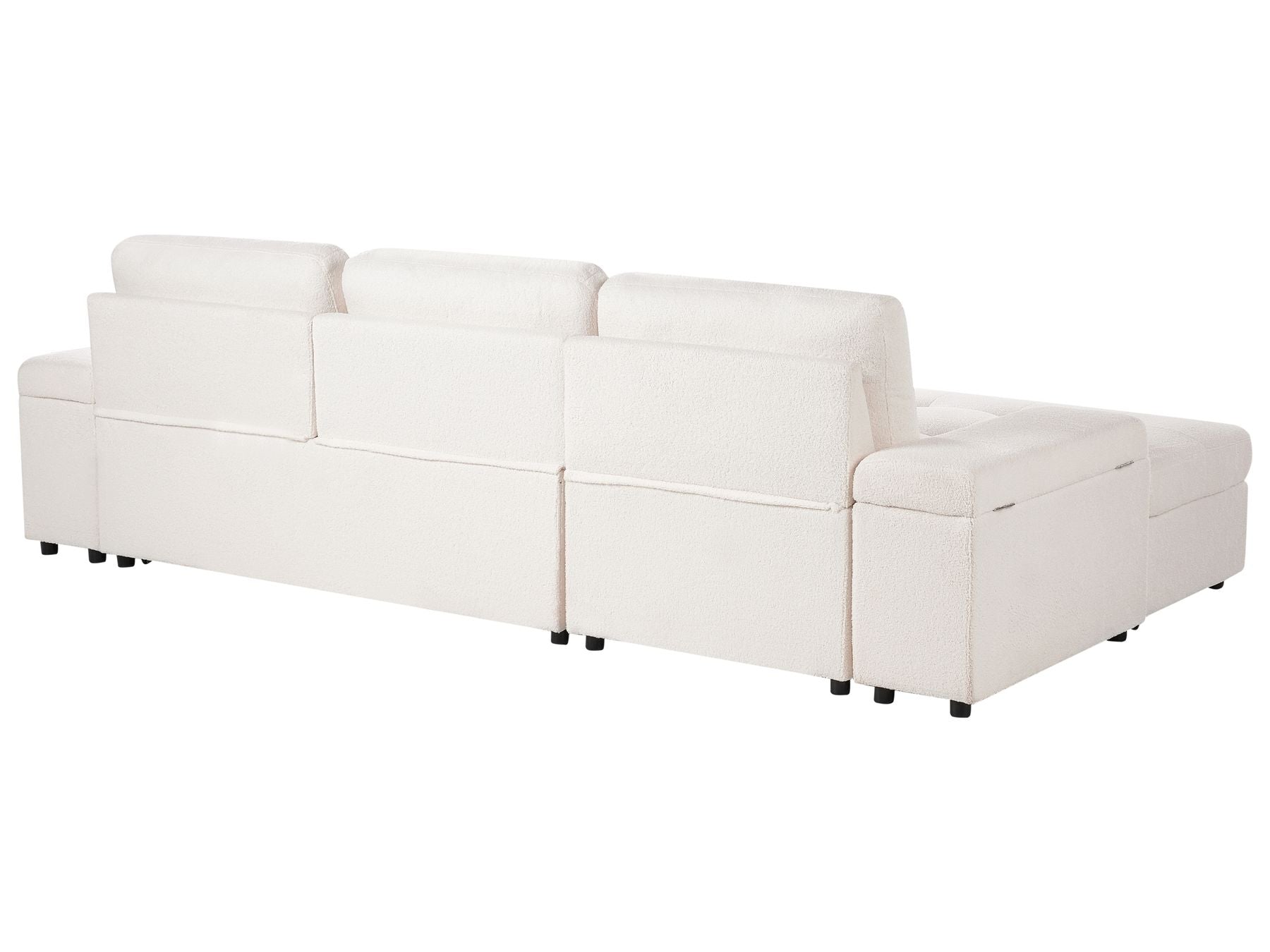 Corner Sofa Bed HRISEY Boucle White with Storage 3 Seater Right Hand