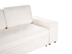 Corner Sofa Bed HRISEY Boucle White with Storage 3 Seater Right Hand