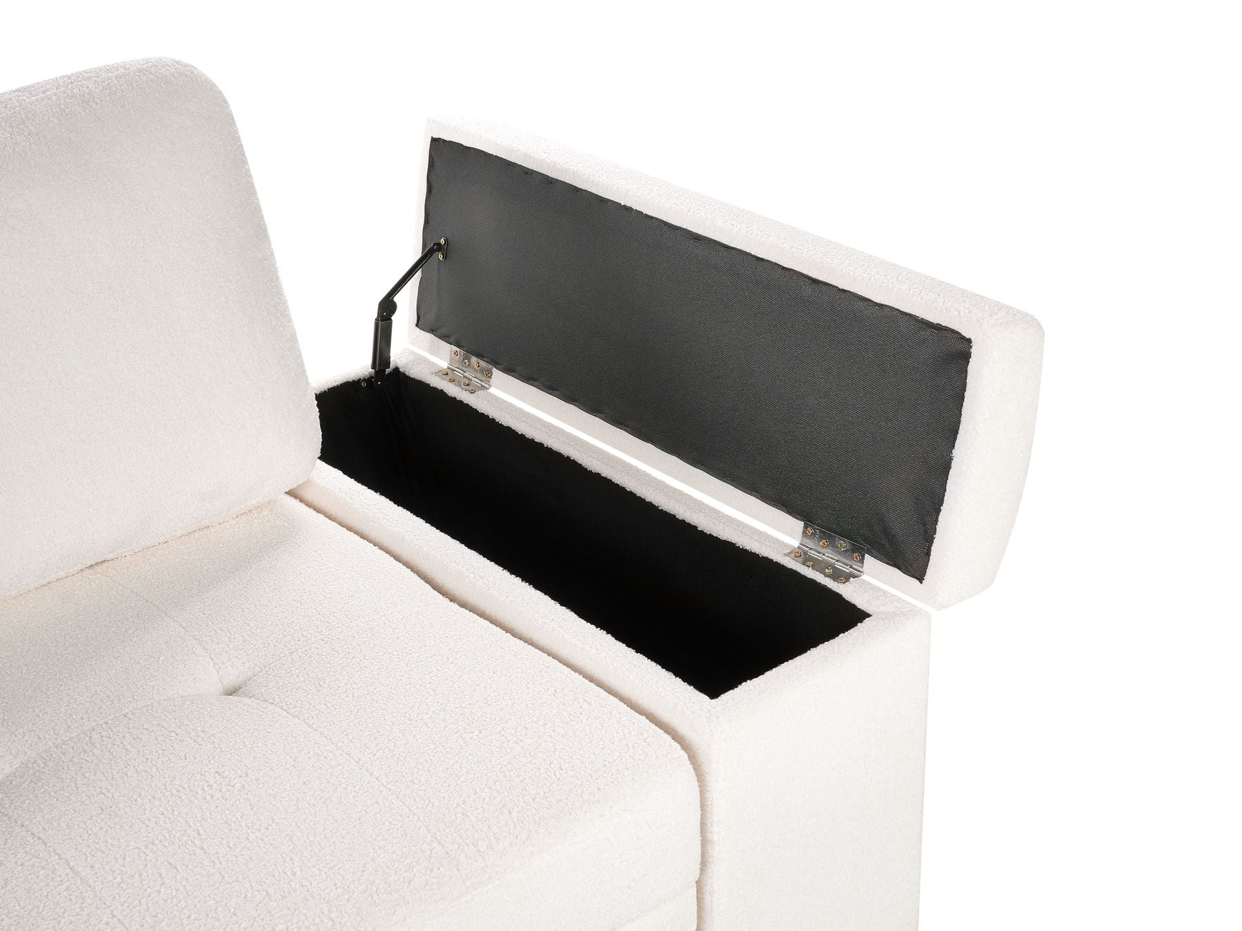 Corner Sofa Bed HRISEY Boucle White with Storage 3 Seater Right Hand