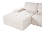 Corner Sofa Bed HRISEY Boucle White with Storage 3 Seater Right Hand
